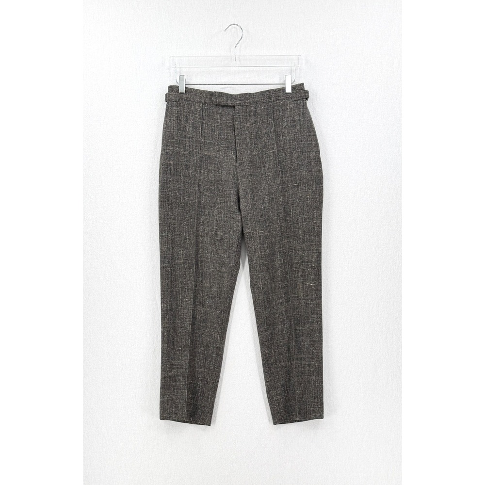 BILLY REID Straight Trousers Women 10 Gray Wool Linen Blend High Rise Tweed Pant